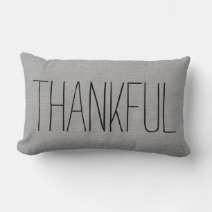 Rustic Grey Thankful Lumbar Pillow
