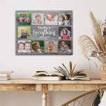 Rustic Grey Wood 10 Photo Collage Family   Faux Canvas Print<br><div class="desc">Create your own photo collage  canvas print with 10 of your favourite pictures on a wood texture background.Personalize with family name and established date. The "Family is Everything" quote adds a unique touch to the photo collage gift.</div>