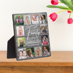 Rustic Grey Wood Family Quote 12 Photo Collage    Plaque<br><div class="desc">Create your own photo collage  plaque  with 12 of your favourite pictures on a wood texture background.Personalize with family name and established date. The "Family-where life begins and love never ends" quote adds a unique touch to the photo plaque  gift.</div>
