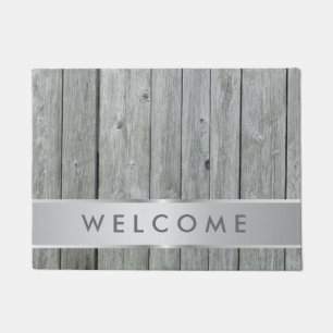 Rustic Grey Wood Farmhouse Welcome Doormat