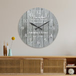 Rustic Grey Wood Love Quote Wedding Anniversary   Large Clock<br><div class="desc">Wedding anniversary clock with  a romantic quote 'I'm in love with every moment I spent with you' to express your love.Personalize with name and year.</div>