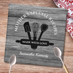 Rustic Grey Wood Mom's Special Recipe Cookbook 2” Binder