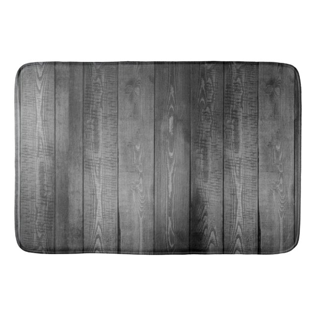 Rustic Grey Wood Planks Bath Mat (Front)