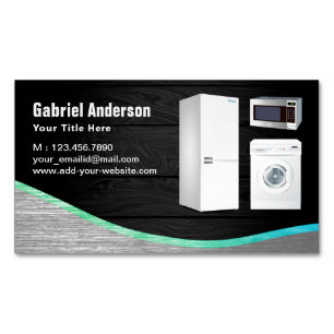 Rustic Grey Wood Steel Home Appliances Repair Magnetic Business Card