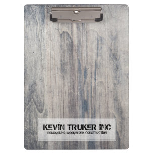 Rustic Grey Wood Texture Construction & Woodwork Clipboard