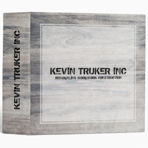 Rustic Grey Wood Texture White Frame Binder