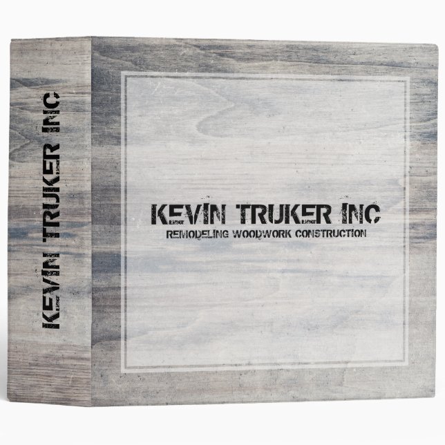 Rustic Grey Wood Texture White Frame Binder (Front/Spine)