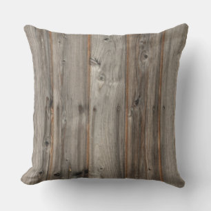 Rustic Grey Wood Tone Square Outdoor Pillow