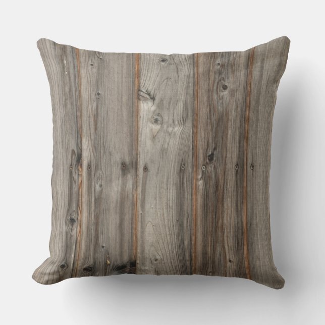 Rustic Grey Wood Tone Square Outdoor Pillow (Front)