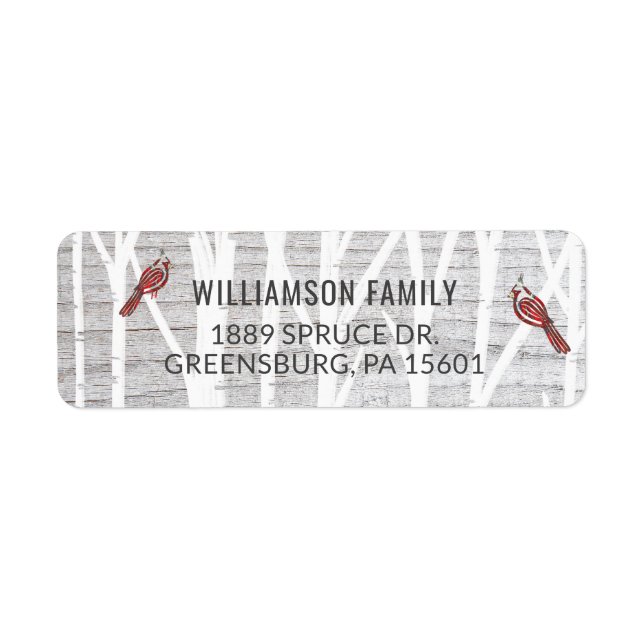 Rustic Grey Wood Winter Birch Tree &  Red Cardinal (Front)