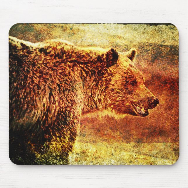 Rustic Grizzly Bear Art Mouse Pad (Front)