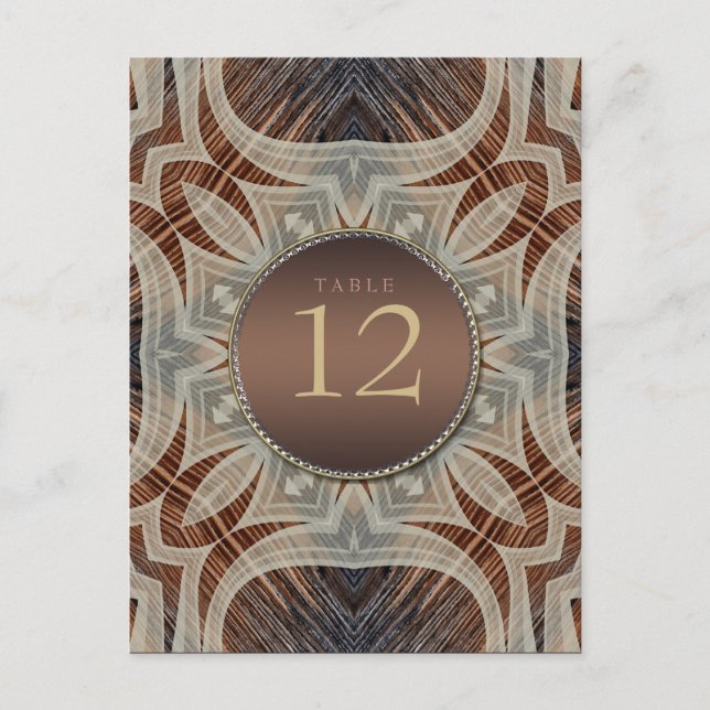 Rustic Grooves Wedding Menu & Table Number Postcard (Front)