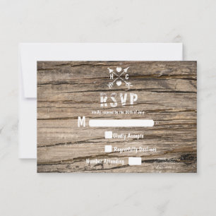 Rustic Grunge Country Wood Wooden RSVP Card