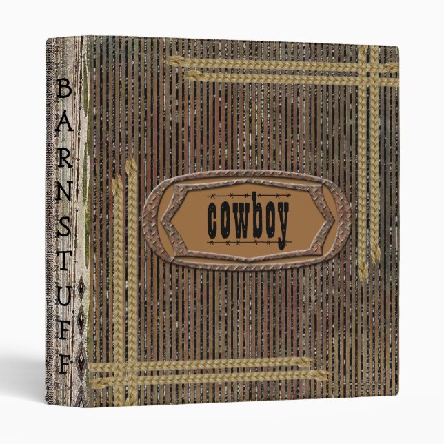 Rustic Grunge Distress Print Cowboy Notebook Binder (Front/Spine)