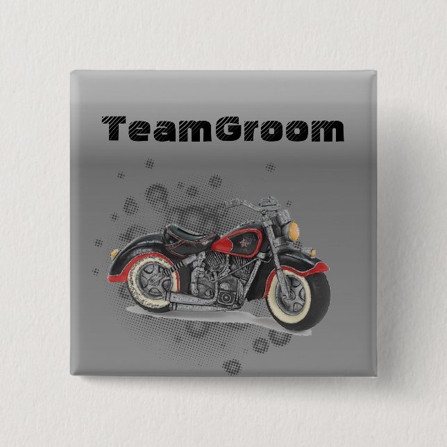 Rustic grunge Motorcyle Biker Wedding 2 Inch Square Button (Front)