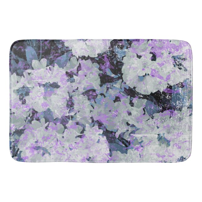 *~* Rustic Grunge Rhododendron Flowers White Blush Bath Mat (Front)