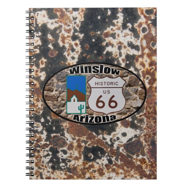 Rustic Grunge Style Historic Route 66 Winslow, AZ Notebook (Front)