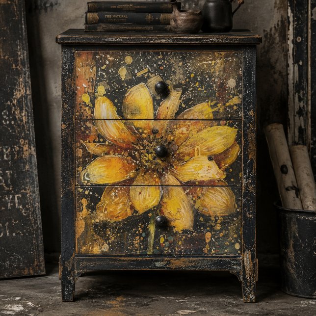 Rustic Grunge Sunflower Abstract Floral Decoupage Tissue Paper (Creator Uploaded)