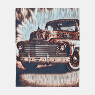 Rustic Grunge Truck - A Vintage Beauty Fleece Blanket