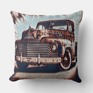 Rustic Grunge Truck - A Vintage Beauty Throw Pillow