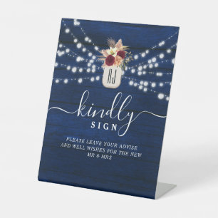 Rustic Guest Book Kindly Sign with Lights