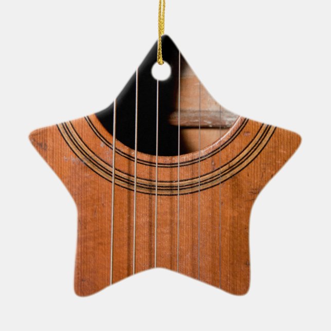 Rustic guitar ceramic ornament (Front)