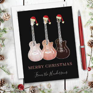 Rustic guitars merry christmas Personalized Holiday Postcard