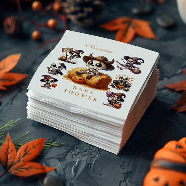 Rustic Halloween Skeleton Baby Shower Napkin (Creator Uploaded)