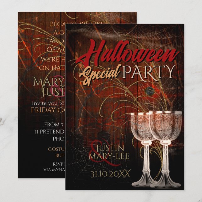 Rustic Halloween Vintage Charm Party Invitation (Front/Back)