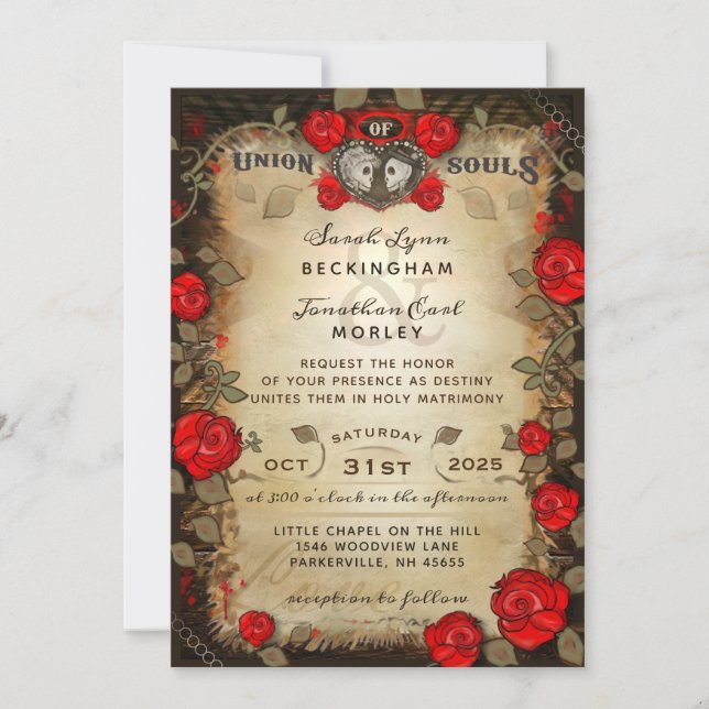 Rustic Halloween Wedding - Reception Info on Back Invitation (Front)