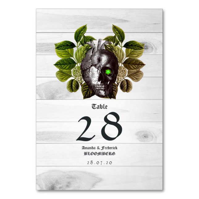 Rustic Halloween Wedding Table Number (Front)