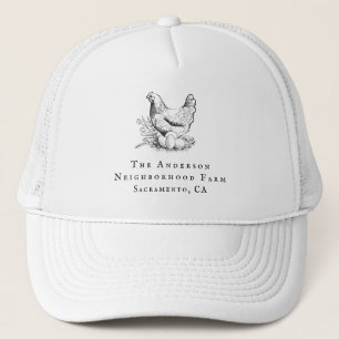 Rustic Hand-drawn Chicken Script Family Farm Trucker Hat