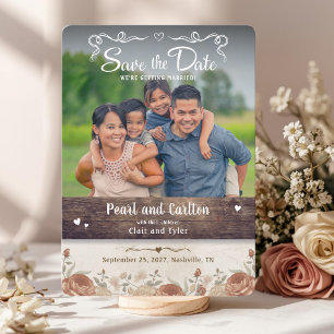 Rustic Hand Drawn Family Photo Save the Date Card