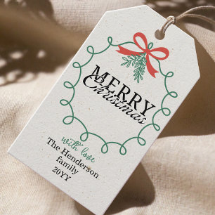Rustic Hand-drawn frame mistletoe Merry Christmas  Gift Tags