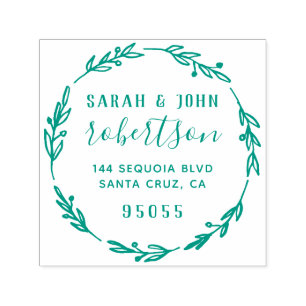 Rustic Hand Drawn Married Couple Return Address Self-inking Stamp