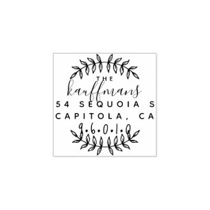 Rustic Hand Lettered Script Family Return Address Rubber Stamp