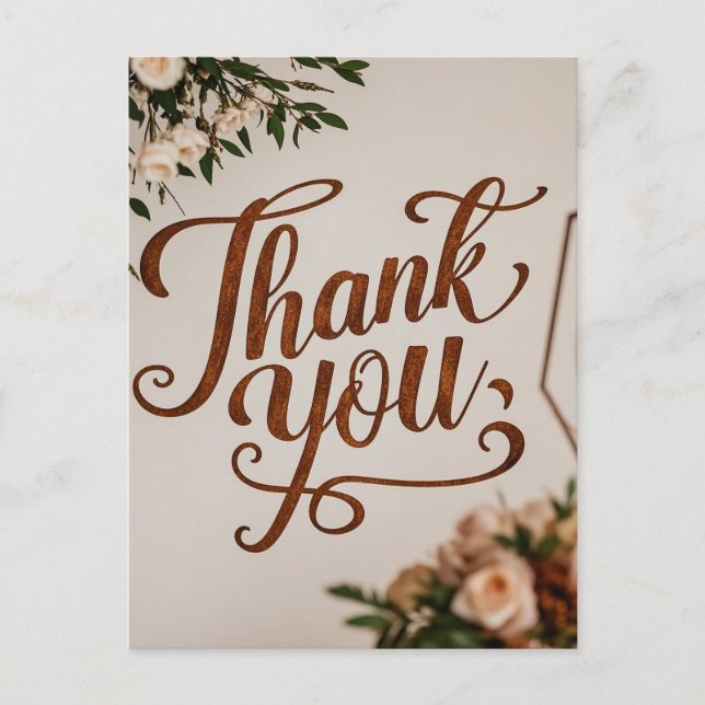 Rustic Hand Lettering thank you wedding Postcard (Front)