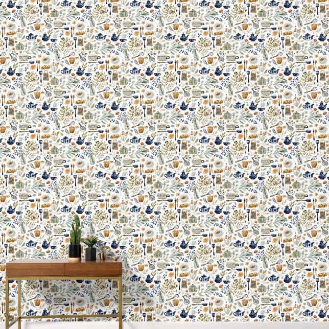 Rustic Hand Painted Country Kitchen Wallpaper (Hallway)