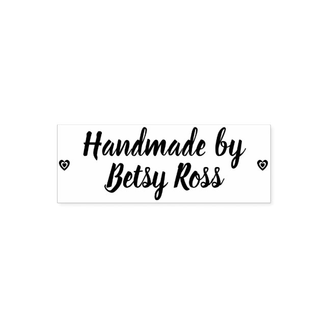 Rustic Handmade by Personalized Name Hearts Self-inking Stamp (Design)