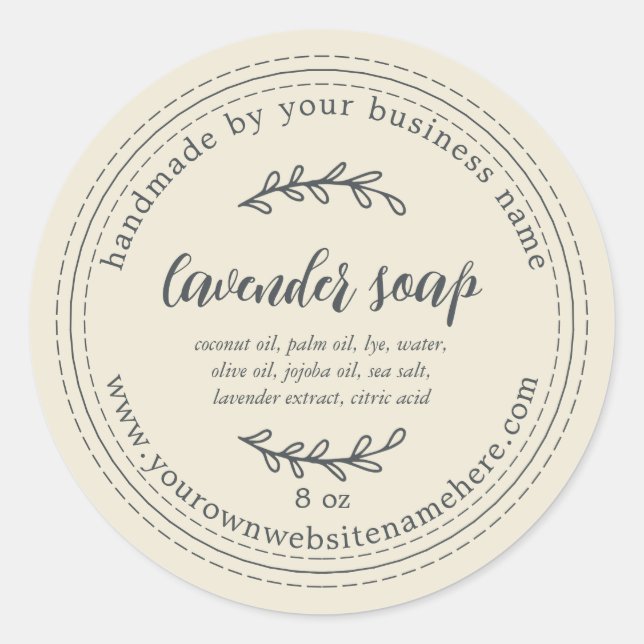 Rustic Handmade Lavender Soap Antique White Classic Round Sticker (Front)