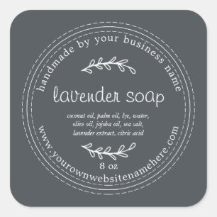 Rustic Handmade Lavender Soap Black Square Sticker