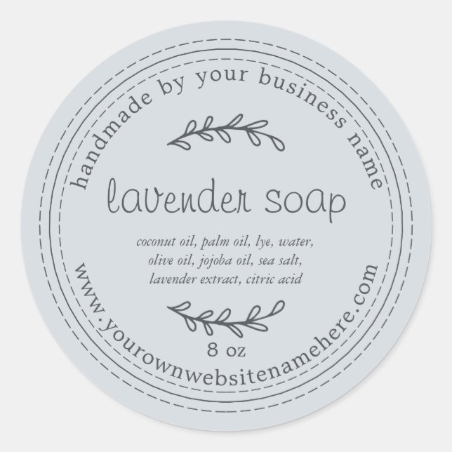 Rustic Handmade Lavender Soap Blue Classic Round Sticker (Front)