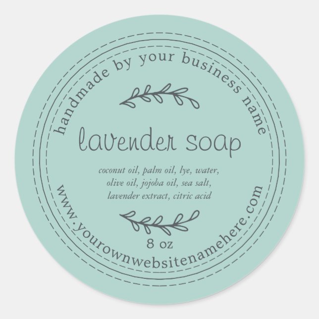 Rustic Handmade Lavender Soap Blue Classic Round Sticker (Front)