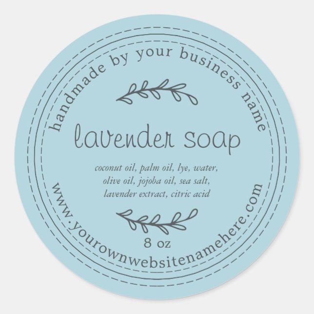Rustic Handmade Lavender Soap Blue Glow Classic Round Sticker (Front)
