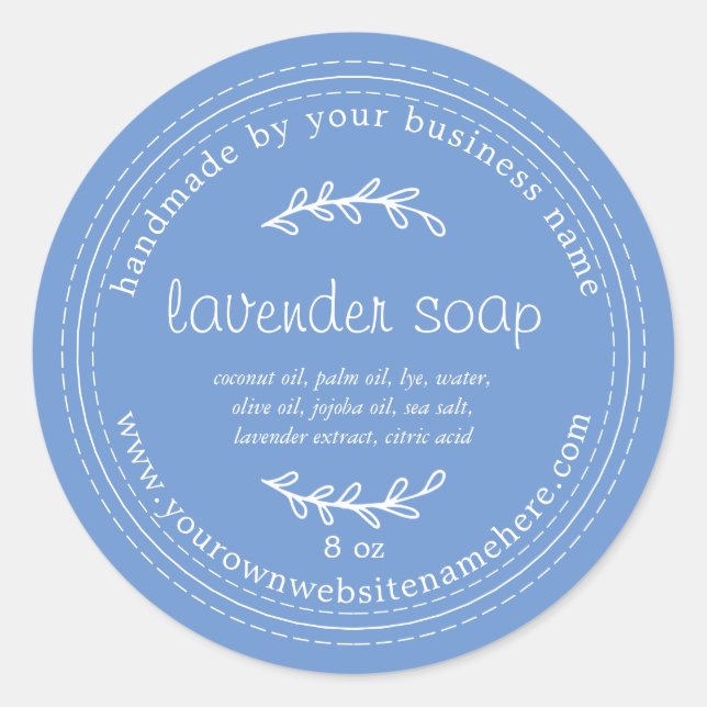 Rustic Handmade Lavender Soap Cornflower Blue Classic Round Sticker (Front)