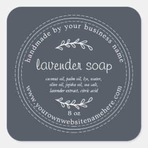 Rustic Handmade Lavender Soap Dark Blue Square Sticker