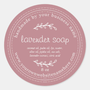 Rustic Handmade Lavender Soap Dusty Rose Classic Round Sticker