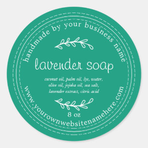 Rustic Handmade Lavender Soap Emerald Green Classic Round Sticker