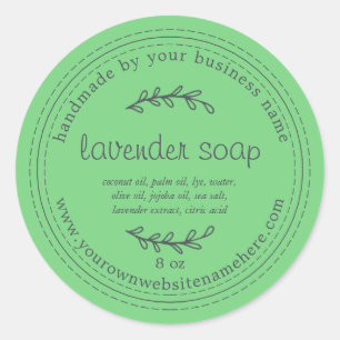 Rustic Handmade Lavender Soap Green Classic Round Sticker