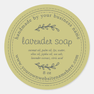 Rustic Handmade Lavender Soap Green Classic Round Sticker